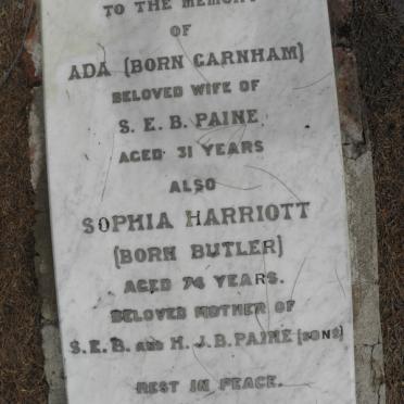 PAINE Ada nee GARNHAM :: PAINE Sophia Harriott nee BUTLER :: PAINE Sidney E. Butler -1949 