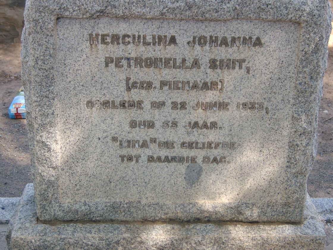 SMIT Herculina Johanna Petronella nee PIENAAR -1933