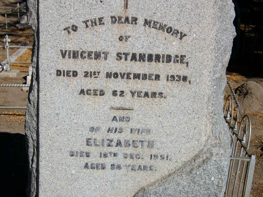 STANBRIDGE Vincent -1930 &amp; Elizabeth -1951