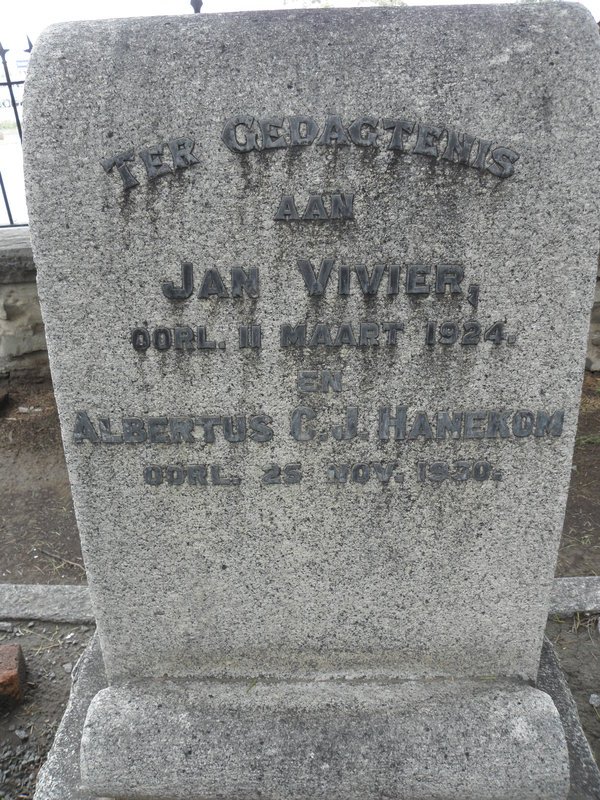 VIVIER Jan -1924 :: HANEKOM Albertus C.J. -1930