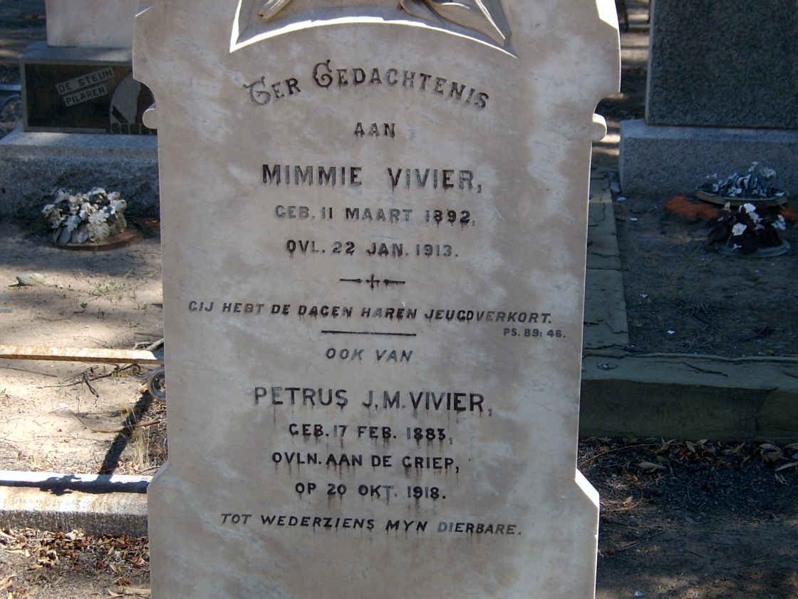 VIVIER Petrus J.M. 1883-1918 &amp; Mimmie 1892-1913