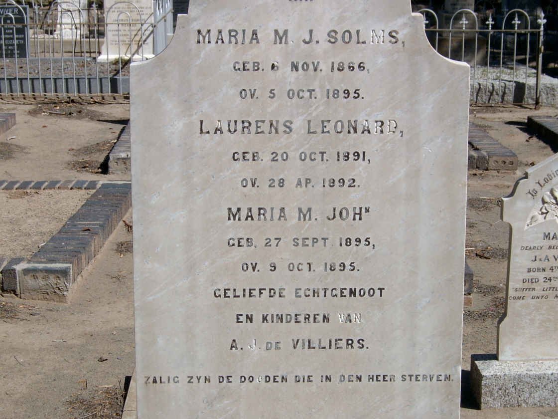 VILLIERS  de :: SOLMS