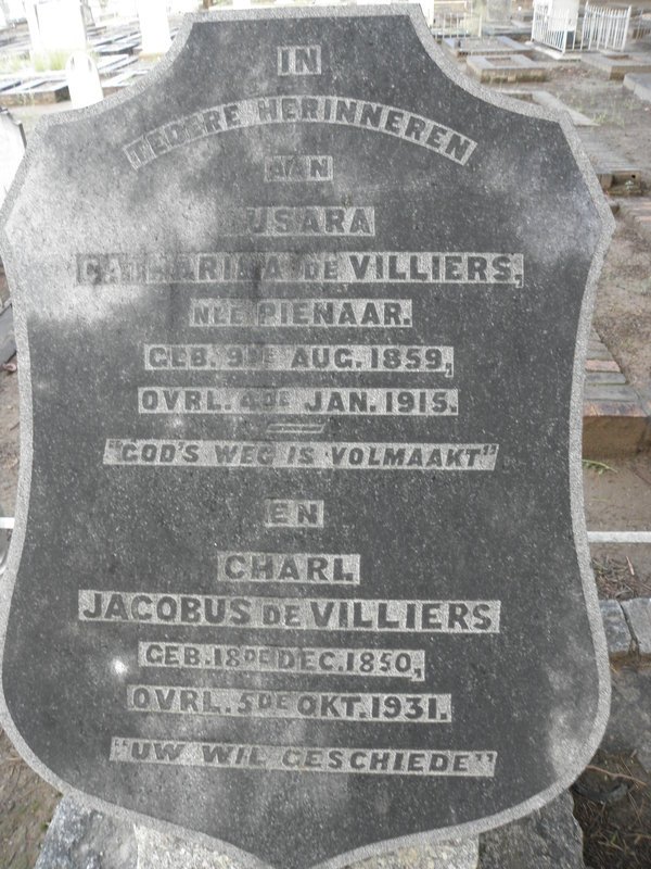 VILLIERS Susara Catharina, de nee PIENAAR 1859-1915