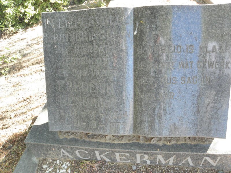 ACKERMAN Frederik Hendrik 1924-1973