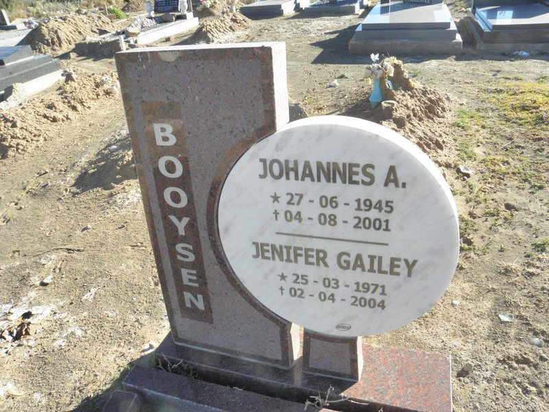 BOOYSEN Johannes A. 1945-2001 &amp; Jenifer Gailey 1971-2004 
