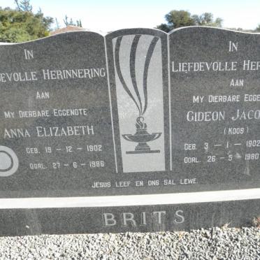BRITS Gideon Jacobus 1902-1980 &amp; Anna Elizabeth 1902-1986