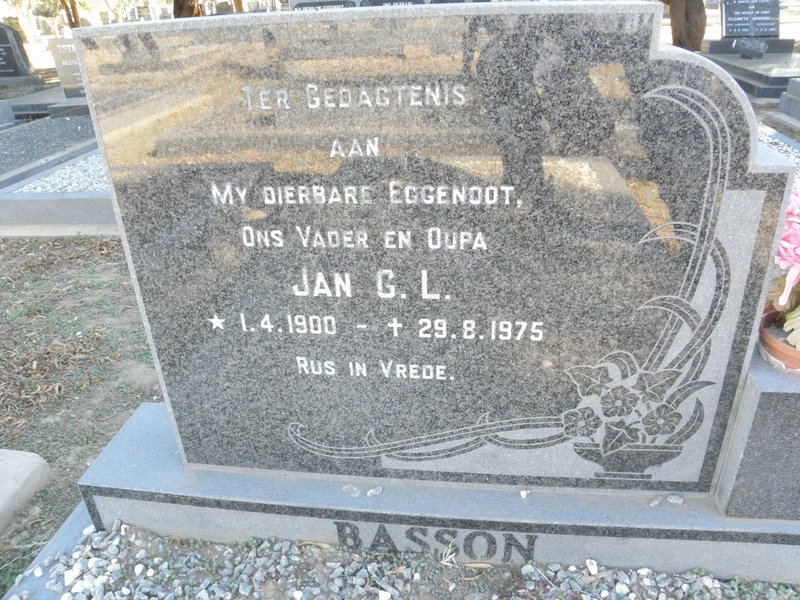 BASSON Jan G.L. 1900-1975