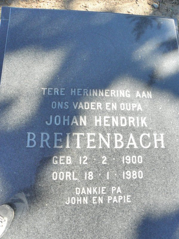 BREITENBACH Johan Hendrik 1900-1980
