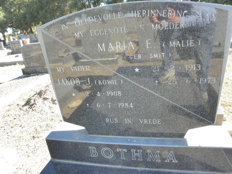 BOTHMA Jakob J. 1908-1984 &amp; Maria E. SMIT 1913-1973