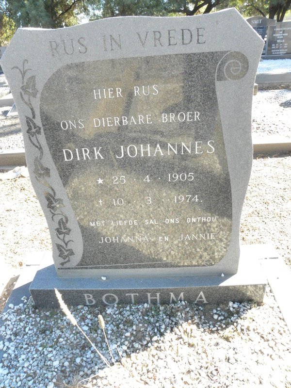 BOTHMA Dirk Johannes 1905-1974