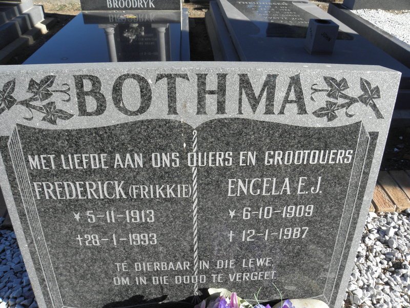 BOTHMA Frederick 1913-1993 &amp; Engela E.J. 1909-1987