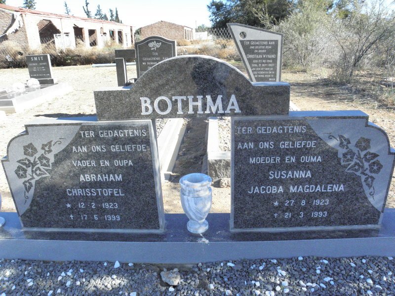 BOTHMA Abraham Chrisstofel 1923-1999 &amp; Susanna Jacoba Magdalena 1923-1993