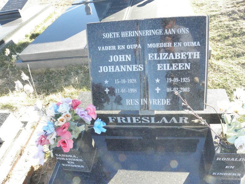 FRIESLAAR John Johannes 1928-1998 &amp; Elizabeth Eileen 1925-2003