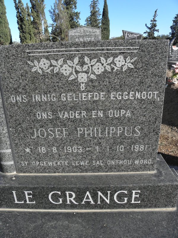 GRANGE Josef Philippus, Le 1903-1981