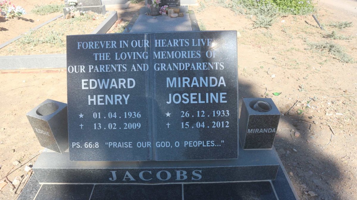 JACOBS Edward Henry 1936-2009 &amp; Miranda Joseline 1933-2012