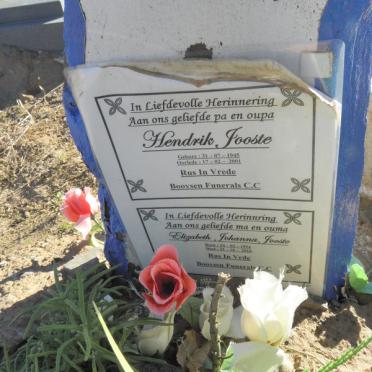 JOOSTE Hendrik 1945-2001 &amp; Elizabeth Johanna 1954-2010