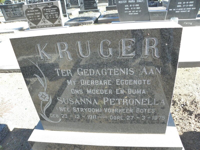 KRUGER Susanna Petronella voorheen BOTES nee STRYDOM 1911-1975