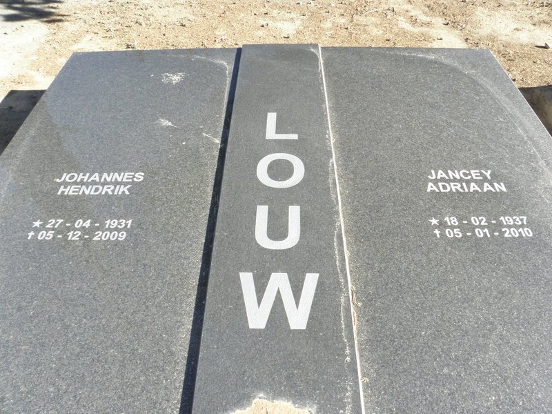 LOUW Johannes Hendrik 1931-2009 &amp; Jancey Adriaan 1937-2010