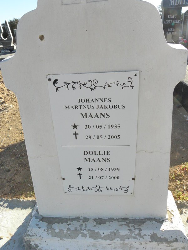 MAANS Johannes Martnus Jakobus 1935-2005 &amp; Dollie 1939-2000