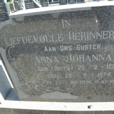 MULLER Anna Johanna nee BRITS 1899-1974