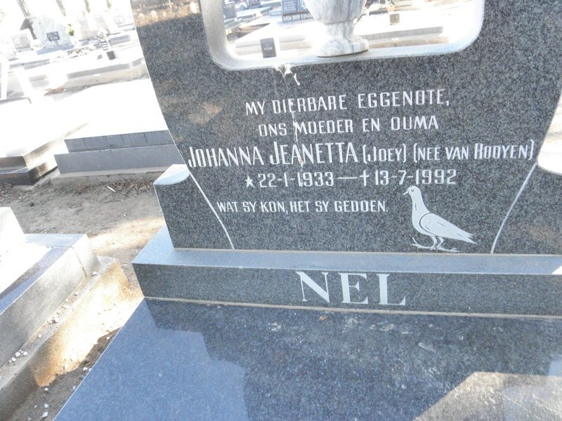 NEL Johanna Jeanetta nee VAN ROOYEN 1933-1992