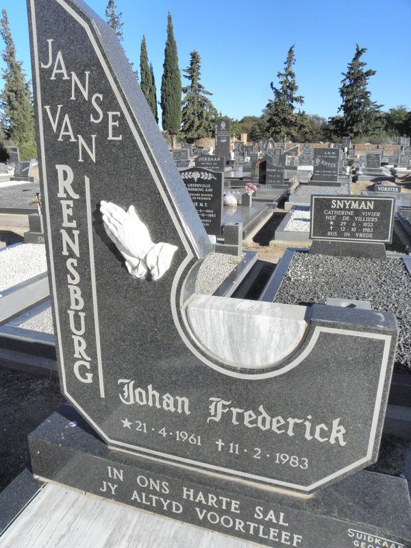 RENSBURG Johan Frederick, Janse van 1961-1983