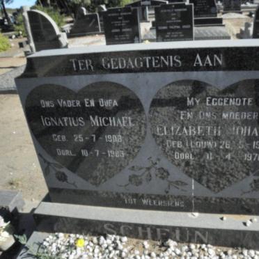SCHEUN Ignatius Michael 1908-1983 &amp; Elizabeth Johanna LOUW 1905-1970