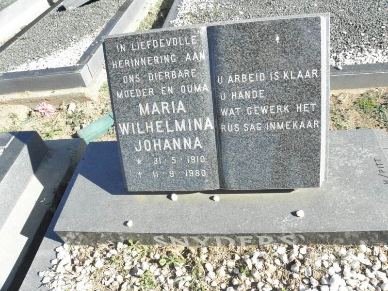SNYDERS Maria Wilhelmina Johanna 1910-1980