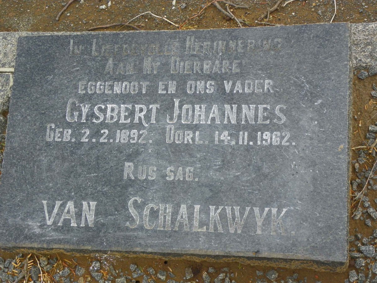 SCHALKWYK Gysbert Johannes, van 1892-1962