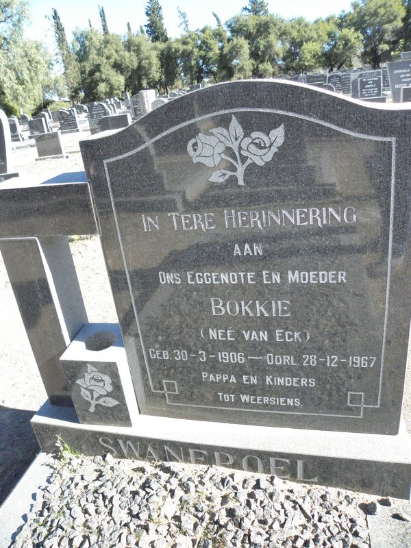SWANEPOEL Bokkie nee VAN ECK 1906-1967