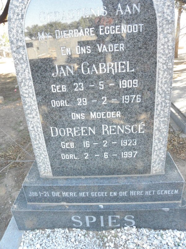 SPIES Jan Gabriel 1909-1976 &amp; Doreen Rensche 1923-1997
