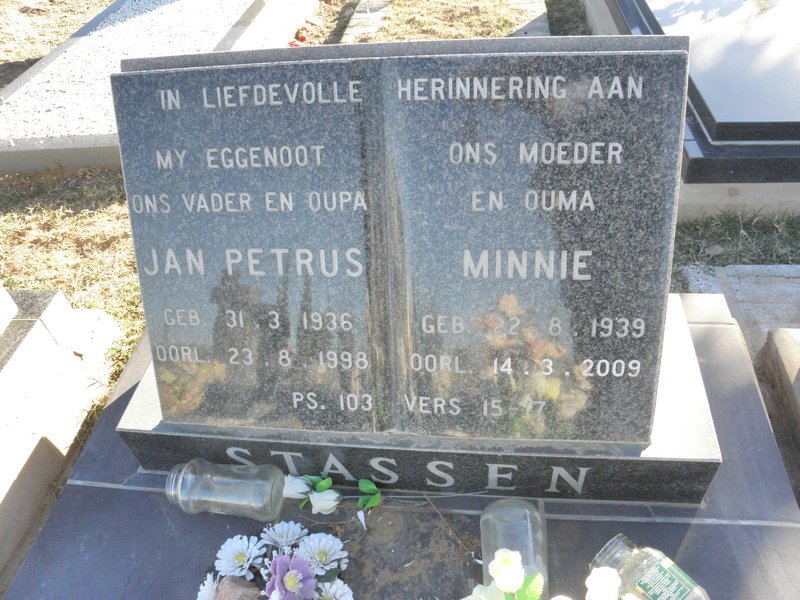 STASSEN Jan Petrus 1936-1998 &amp; Minnie 1939-2009