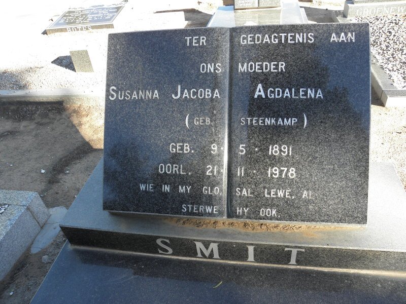 SMIT Susanna Jacoba Agdalena nee STEENKAMP 1891-1978