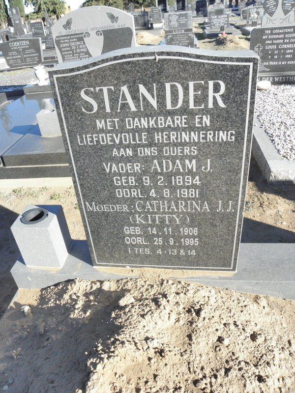 STANDER Adam J. 1894-1981 &amp; Catherina J.J. 1906-1995