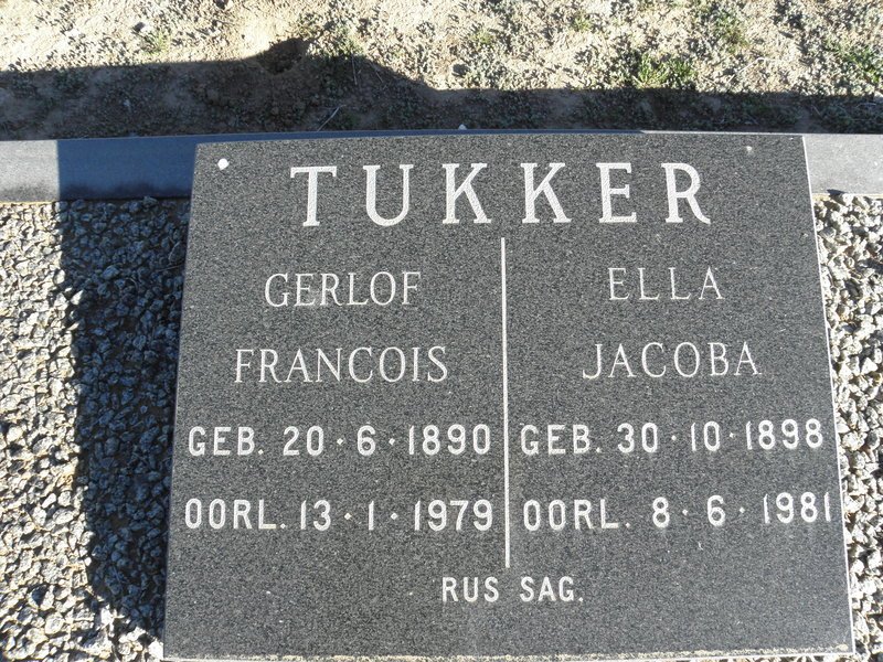 TUKKER Gerlof Francois 1890-1979 &amp; Ella Jacoba 1898-1981