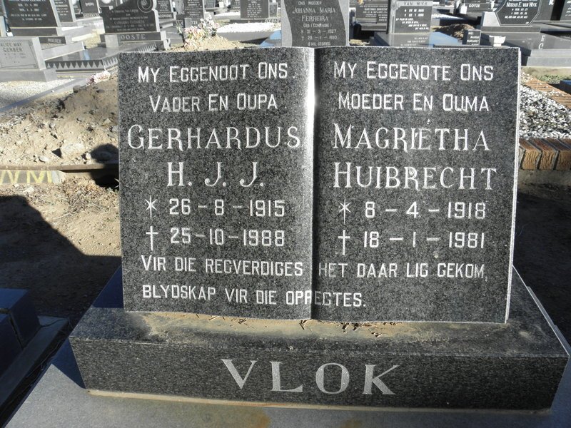 VLOK Gerhardus H.J.J. 1915-1988 &amp; Magrietha Huibrecht 1918-1981