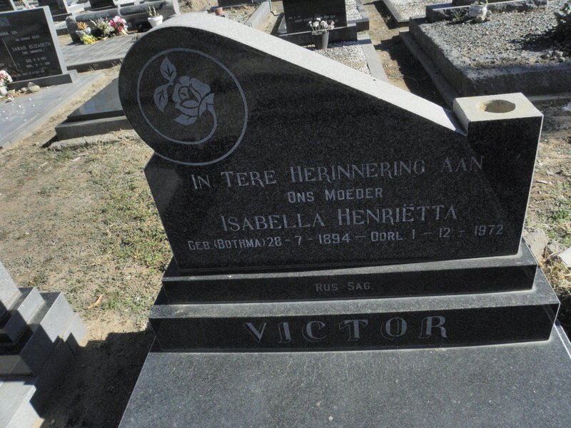 VICTOR Isabella Henrietta nee BOTHMA 1894-1972