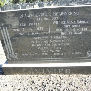 VIVIER Pieter -1975 &amp; Wilhelmina SMIT -1968 :: LUYT Valerie nee VIVIER 1920-1974