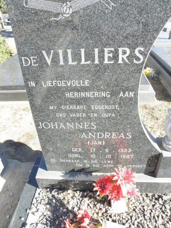 VILLIERS Johannes Andreas, de 1923-1987