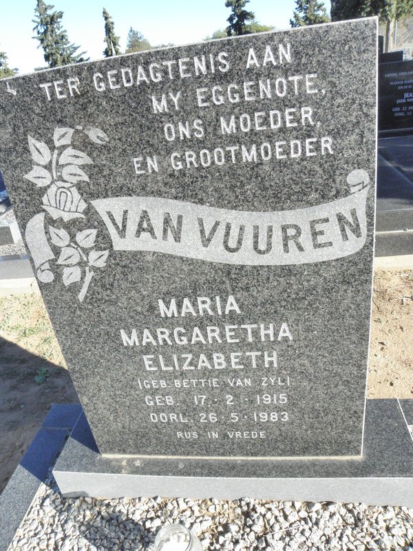 VUUREN Maria Margaretha Elizabeth, van nee VAN ZYL 1915-1983