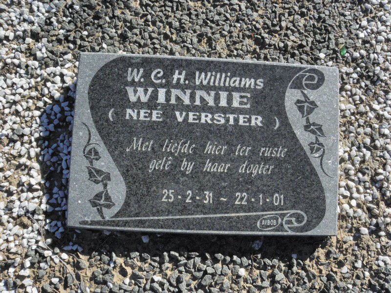 WILLIAMS W.C.H. nee VERSTER 1931-2001