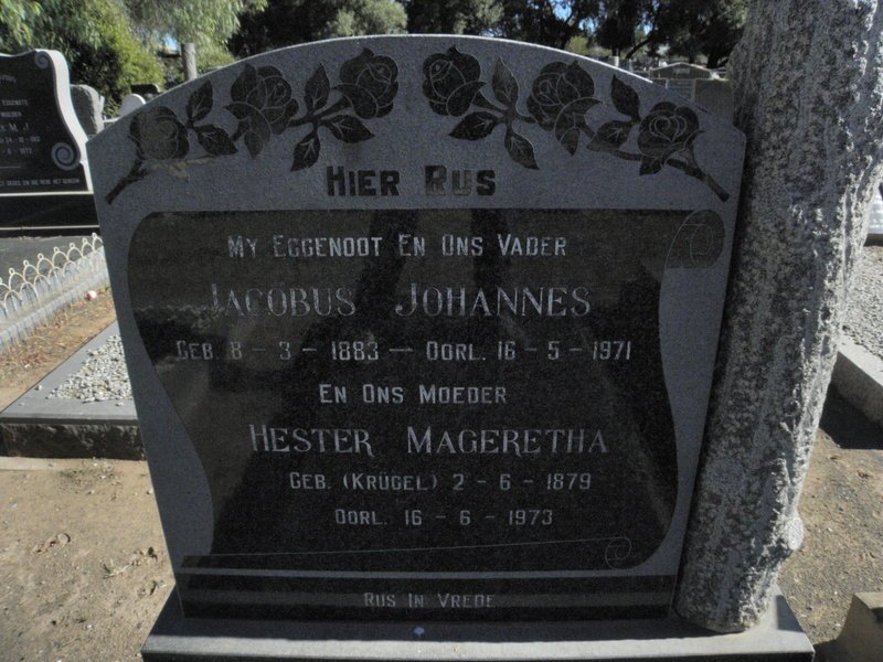 ? Jacobus Johannes 1883-1971 &amp; Hester Mageretha KRUGEL 1879-1973