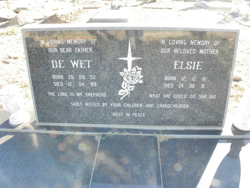 ? De Wet 1902-1989 &amp; Elsie 910-1991