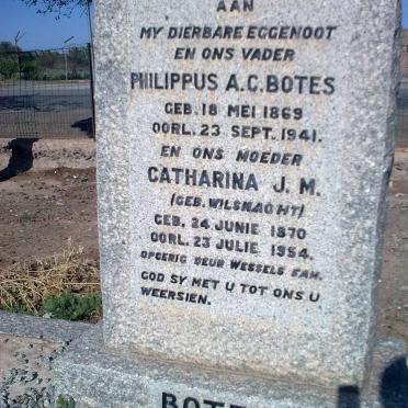 BOTES Philippus A.C. 1869-1941 &amp; Catharina J.M. WILSNACHT 1870-1954