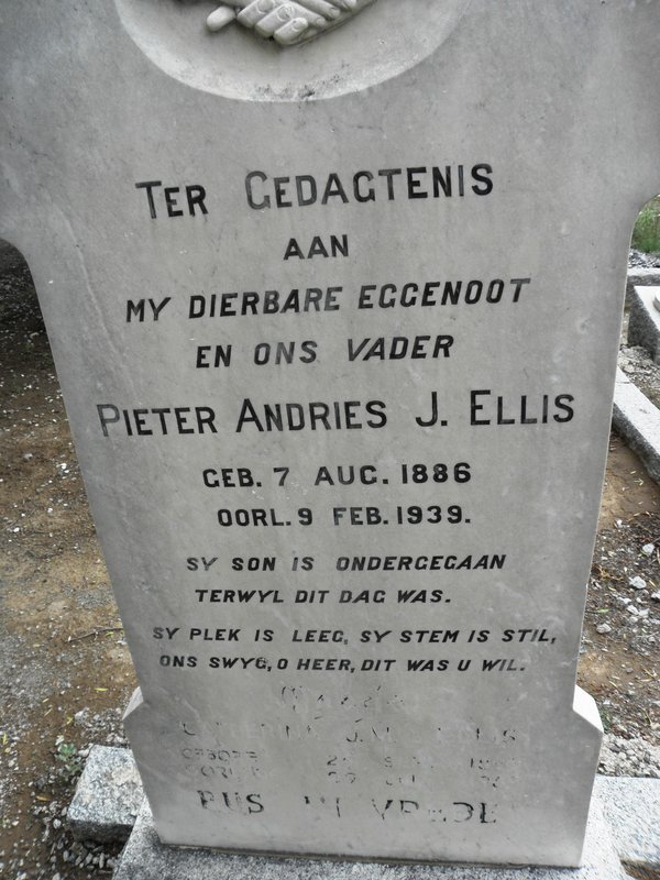 ELLIS Pieter Andries J. 1886-1939 &amp; Catherina J.M. 18??-?