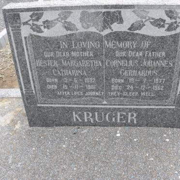 KRUGER Cornelius Johannes Gerhardus 1877-1962 &amp; Hester Margaretha Catharina 1892-1961
