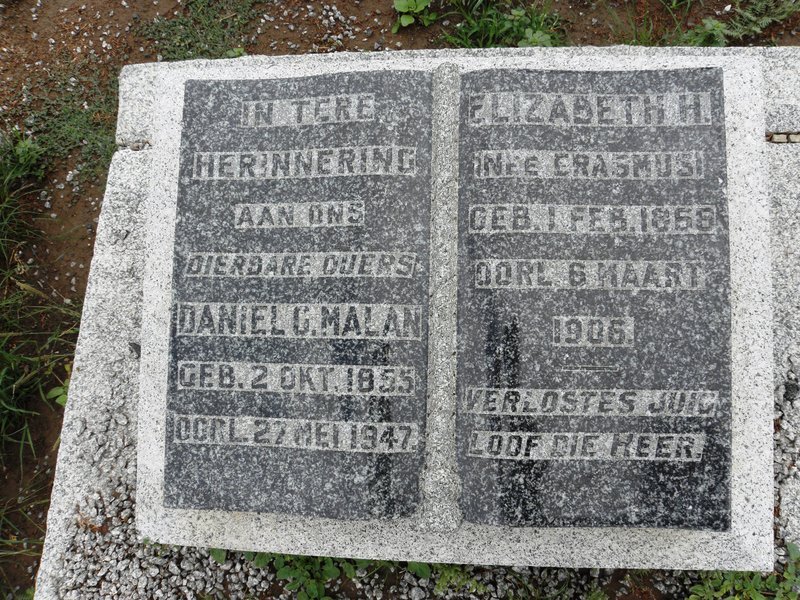 MALAN Daniel G. 1855-1947 &amp; Elizabeth H. ERASMUS 1858-1906