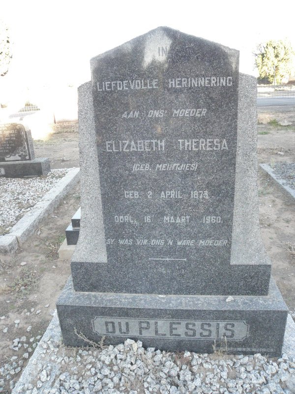 PLESSIS Elizabeth Theresa, du nee MEINTJIES 1873-1960