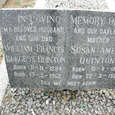 QUINTON William Francis Burgess 1884-1962 &amp; Susan Amelia 1887-1966