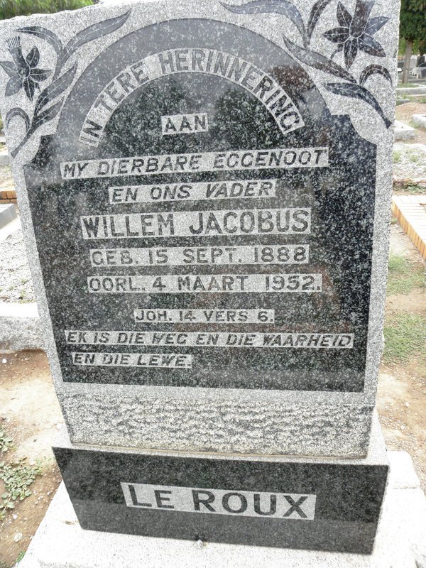 ROUX Willem Jacobus. Le 1888-1952 